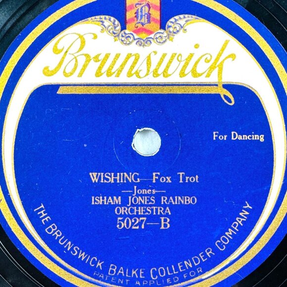 Isham Jones Rainbo Orchestra Avalon / Wishing 10in Shellac 78 RPM Brunswick 5027 - Picture 4 of 4